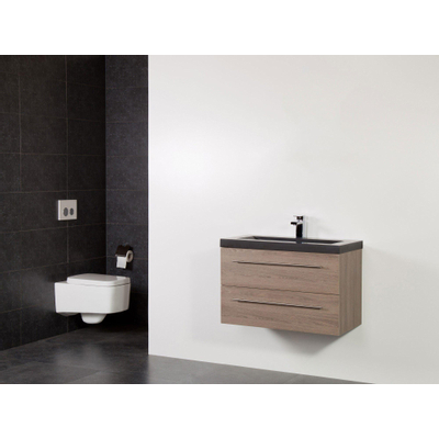 Saniclass Legno Set meuble salle de bain 80.2x50x45.5cm 1 trou 1 vasque 2 tiroirs avec amortisseur sans miroir MFC viola
