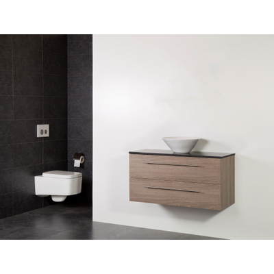 Saniclass Legno Set meuble salle de bain 99x50x45.5cm sans trou 1 vasque Conus 2 tiroirs avec amortisseur sans miroir MFC viola