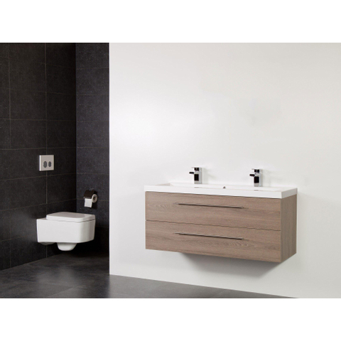 Saniclass Legno Set meuble salle de bain 119x50x45.5cm 2 trous 1 vasque Foggia 2 tiroirs avec amortisseur sans miroir MFC viola SW86711