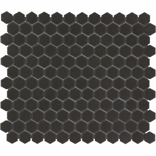 The Mosaic Factory London Mozaïektegel - 2.3x2.6x0.5cm - vloertegel - binnen/buiten - zeshoek - keramiek - zwart