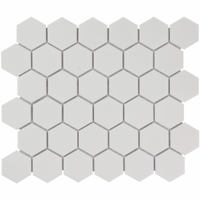 La Mosaic Factory Barcelona carreau mosaïque - 28,2x32,1cm - carrelage mural - Hexagone - Porcelaine Extra Blanc Brillant