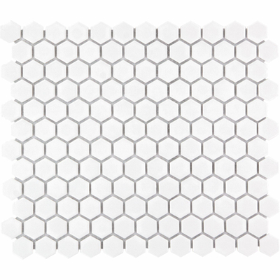 The Mosaic Factory Barcelona mozaïektegel - 26x30cm - 6mm - hexagon - glans extra wit
