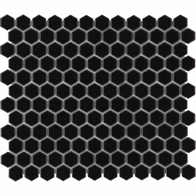 The Mosaic Factory Barcelona mozaïektegel - 26x30cm - wandtegel - Zeshoek/Hexagon - Porselein Black Glans