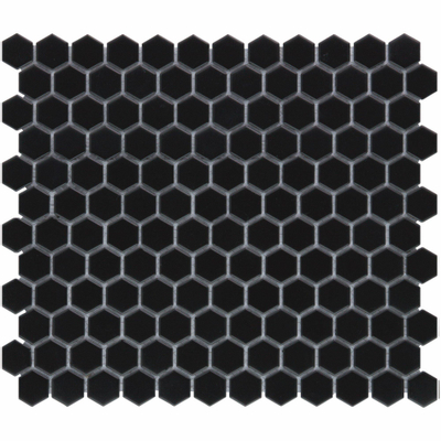 La mosaïque Mosaic Factory Barcelona - 26x30cm - carrelage mural et de sol - Hexagone/Hexagone - Porcelaine Noir Mat