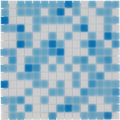 The Mosaic Factory Amsterdam mozaïektegel 2x2x0.4cm voor wand en vloer voor binnen en buiten vierkant Glas Licht Blauw Mix