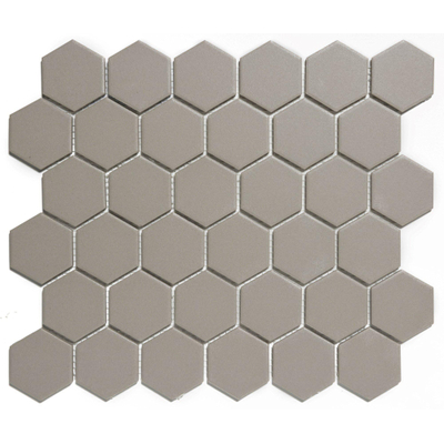 The Mosaic Factory London mozaïektegel - 28.2x32.1cm - wand en vloertegel - Zeshoek/Hexagon - Porselein Grey Mat