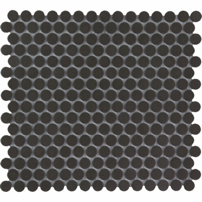La Mosaic Factory London carreau mosaïque - 31,5x29,4cm - carrelage mural et de sol - Rond - Porcelaine Noir Mat