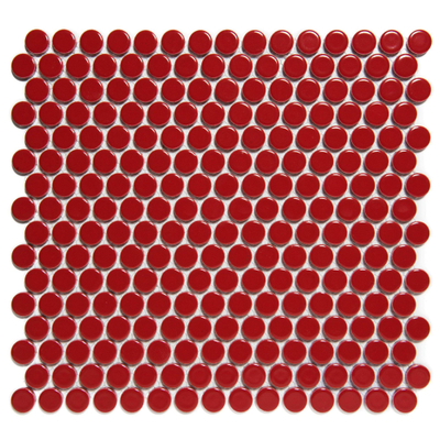 The Mosaic Factory Venice mozaïektegel - 31.5x29.4cm - wandtegel - Rond - Porselein Red Glans
