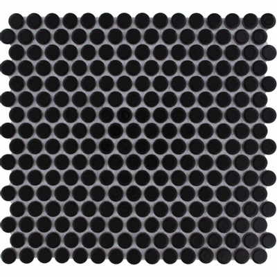 The Mosaic Factory Venice mozaïektegel - 29x32cm - 5.5mm - rond - glans black (zwart)