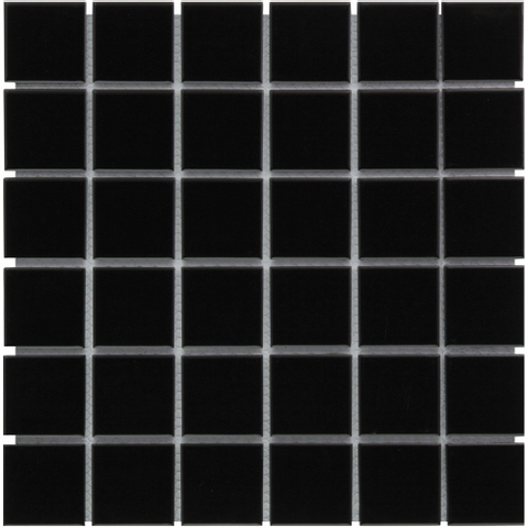 The Mosaic Factory Barcelona mozaïektegel - 30x30cm - 6mm - vierkant - 4.8x4.8 - glans black (zwart) SW62173