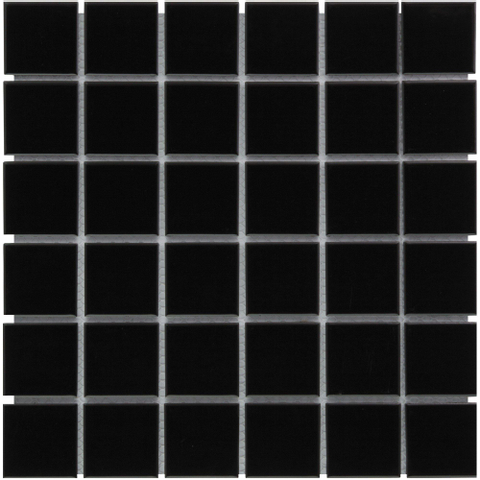 The Mosaic Factory Barcelona mozaïektegel - 30.9x30.9cm - wandtegel - Vierkant - Porselein Black Glans SW62173