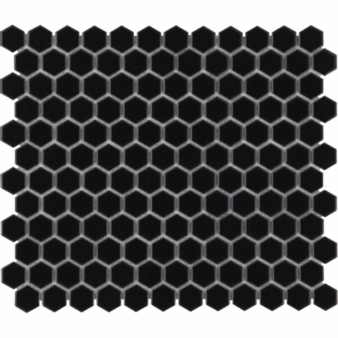 The Mosaic Factory Barcelona mozaïektegel - 26x30cm - wandtegel - Zeshoek/Hexagon - Porselein Black Glans SW62200