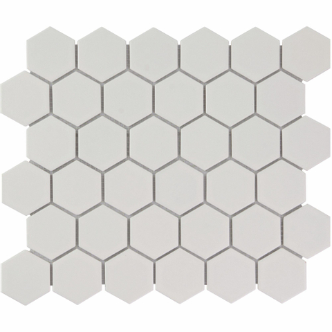 The Mosaic Factory Barcelona mozaïektegel - 28x32cm - 6mm - hexagon - mat wit SW62216