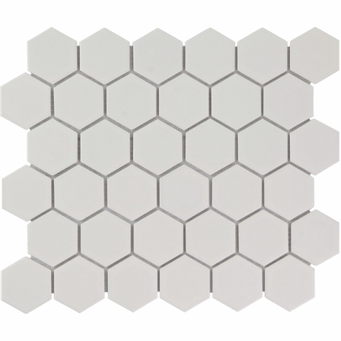 The Mosaic Factory Barcelona mozaïektegel - 28.2x32.1cm - wand en vloertegel - Zeshoek/Hexagon - Porselein White Mat SW62216