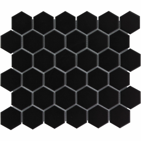 La Mosaic Factory Barcelona carreau mosaïque - 28,2x32,1cm - carrelage mural et de sol - Hexagone/Hexagone - Porcelaine Noir Mat SW62218