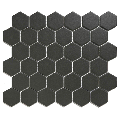 The Mosaic Factory London mosaïque - 28x33cm - 6mm - hexagonal - R11 - black mat (noir) SW62251