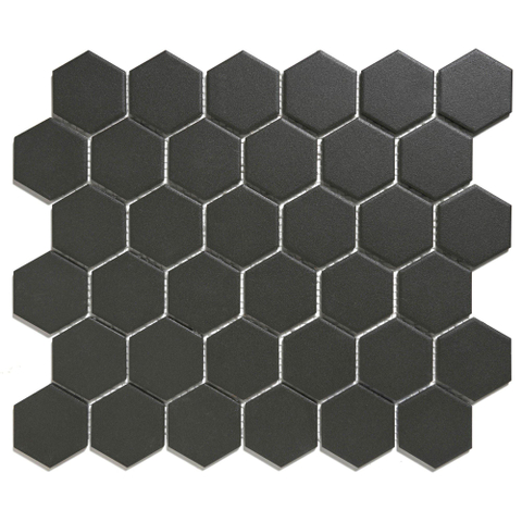 The Mosaic Factory London mozaïektegel - 28.2x32.1cm - wand en vloertegel - Zeshoek/Hexagon - Porselein Black Mat SW62251