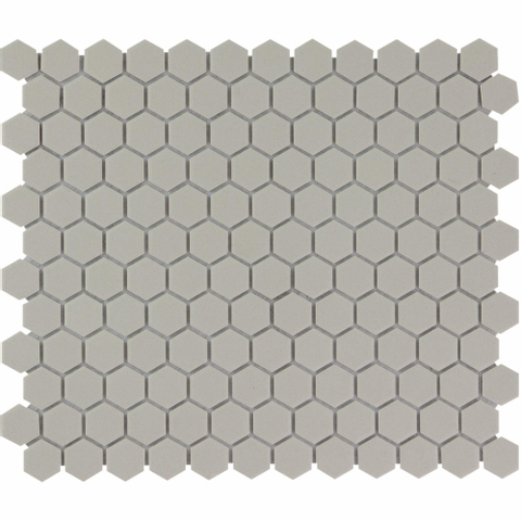 The Mosaic Factory London mozaïektegel - 26x30cm - 5mm - hexagon - R11 - mat grey (grijs) SW62256