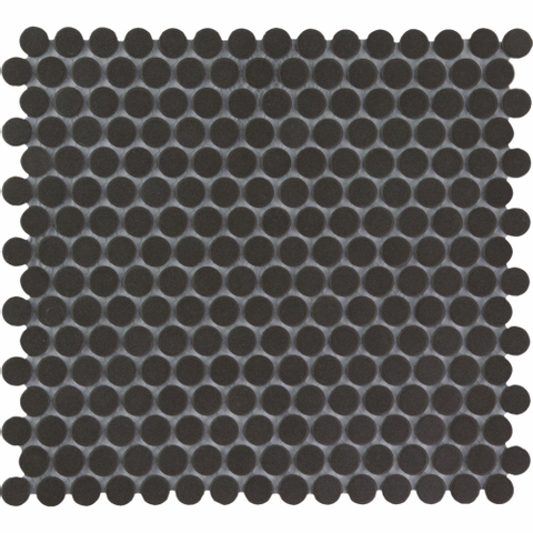 The Mosaic Factory London mozaïektegel - 29x32cm - 5.5mm - rond - R11 - mat black (zwart) SW62258