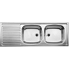 Blanco Top EZS Inbouwspoeltafel - 123.5x43.5cm - 2 wasbakken - dikte 0.7mm - bevestigingsclips - omkeerbaar - RVS SW69669