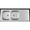 Nemo Start Merlot opbouwspoeltafel - 120x50cm - met 2 bakken - afdruip - roestvaststaal - omkeerbaar - pluggen - overloopgarnituur SW288956