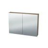Nemo Spring Nebulo luxe spiegelkast - 80x65x17.8cm - 2 dubbelzijdige spiegeldeuren - glazen leggers - met stopcontact - zonder schakelaar - Riverside Oak Hell SW636928