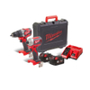 Milwaukee M18 CBLPP2A402C powerpack perceuse-visseuse à percussion avec visseuse à chocs 2 batteries LiIon capacité batterie 40 Ah chargeur 80 min inclus tension 18 V livré dans une mallette de transport SW356735
