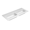 Nemo Stock by Falper Fin plan-vasque meuble twin avec 2 vasques Ceramilux avec trou d'évacuation sans trop-plein sans trou de robinet L1205 x P505 x H143 mm blanc mat SW290890