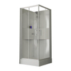 Nemo Start Lilou Basis hoekinstap - 90x90cm - douchecabine in polystyreen dikte 4mm glanzend - met schuifdeuren 2 delen - 6mm - veiligheidsglas - douchetub acryl - wit/helder - omkeerbaar - douchebak wit profiel - helder SW290018