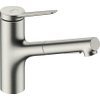 Hansgrohe - Zesis M33 - Mitigeur de cuisine monocommande 150 - douchette extractible - 2 jets - finition inox SW793348