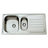 Nemo Spring Bourgogne inbouwspoeltafel - 100x50x17cm - met 1.5 bak - afdruip - inox - omkeerbaar - fixatieset - plug - overloopgarnituur SW289694