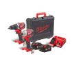 Milwaukee M18 CBLPP2A402C powerpack perceuse-visseuse à percussion avec visseuse à chocs 2 batteries LiIon capacité batterie 40 Ah chargeur 80 min inclus tension 18 V livré dans une mallette de transport SW356735
