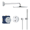 GROHE Grohtherm Perfect Ensemble de douche de tête pluie douche de tête 31cm - 2 fonctions rond set de finition - douchette barre - chrome SW236922