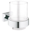 GROHE Essentials Cube Bekerhouder - 9.2x10.7x7.2cm - met glas - chroom 0438175