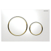 Plaque de commande Geberit Sigma20 - chasse d'eau à 2 boutons - boutons ronds - blanc/or/blanc SW53744