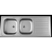 Nemo Start Merlot évier à poser avec 2 bacs avec égouttoir acier inoxydable réversible 1200x500 mm bouchons avec garniture de trop-plein sans siphon SW288956