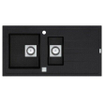 GO by Van Marcke Molto inbouwspoeltafel composiet met 1,5 bakken met afdruip 980 x 500 mm met vierkante manuele plug omkeerbaar zwart SW283664