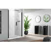 Nemo Pina Xl porte pivotante 110x200cm avec paroi fixe 6mm Verre de sécurité transparent avec anticalcaire gauche et droite Noir SW636697