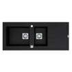 GO by Van Marcke Molto inbouwspoeltafel composiet met 2 bakken met afdruip 1170 x 500 mm met vierkante manuele plug omkeerbaar zwart SW283656