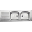 Blanco Top EZS Inbouwspoeltafel - 123.5x43.5cm - 2 wasbakken - dikte 0.7mm - bevestigingsclips - omkeerbaar - RVS OUTLETSTORE STORE43675