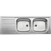 Blanco Top EZS Inbouwspoeltafel - 123.5x43.5cm - 2 wasbakken - dikte 0.7mm - bevestigingsclips - omkeerbaar - RVS SW69669