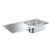 GROHE K500 évier avec égouttoir 1000 x 500 mm 1 cuve 450 x 400 x 180 mm réversible acier inoxydable couleur RealSteel SW492244