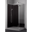 Nemo Stock Vidrio ensemble de douche à l'italienne complet – 120x90x195cm – avec paroi latérale 37cm – avec garniture - paroi arrière noire - receveur de douche gris – chrome SW290060