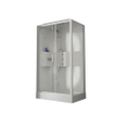 Nemo Spring Lilou Cabine de douche hammam – 120x80cm – Hydro + vapeur – réversible – avec robinet encastré – 1 porte coulissante – verre de sécurité blanc/transparent SW290191