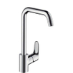 Hansgrohe Focus E2 Robinet de cuisine avec bec haut pivotant réglable à 110 degrés. 150 degrés et 360 degrés chrome 0605548