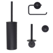 Nemo Spring Nero ensemble d’accessoires de toilettes ensemble brosse de toilettes dérouleur de papier toilettes réserve de rouleaux crochet simple noir mat SW401558