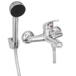 Go by Van Marcke Super mitigeur monocommande bain-douche complet avec douchette entraxe 15 cm disques céramiques avec rosaces et raccords en S SW289733
