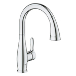 GROHE Parkfield mélangeur de cuisine montage n-hole avec limiteur de température douchette extractible intégrée 2 modes de pulvérisation bec pivotant 360° chrome SW106003