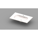 Nemo Spring Ovum geïntegreerde tablet - 80x50x20cm - met 1 verzonken wastafel - afvoergat D 45mm - voorgeboord kraangat 35 - overloop - meubelwastafel - wit kunstmarmer SW294868