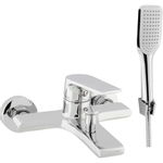 Go by Van Marcke Move mitigeur de baignoire monocommande complet, y compris douchette à main entraxe 15 cm disques céramiques avec rosaces et raccords en S chrome SW289801